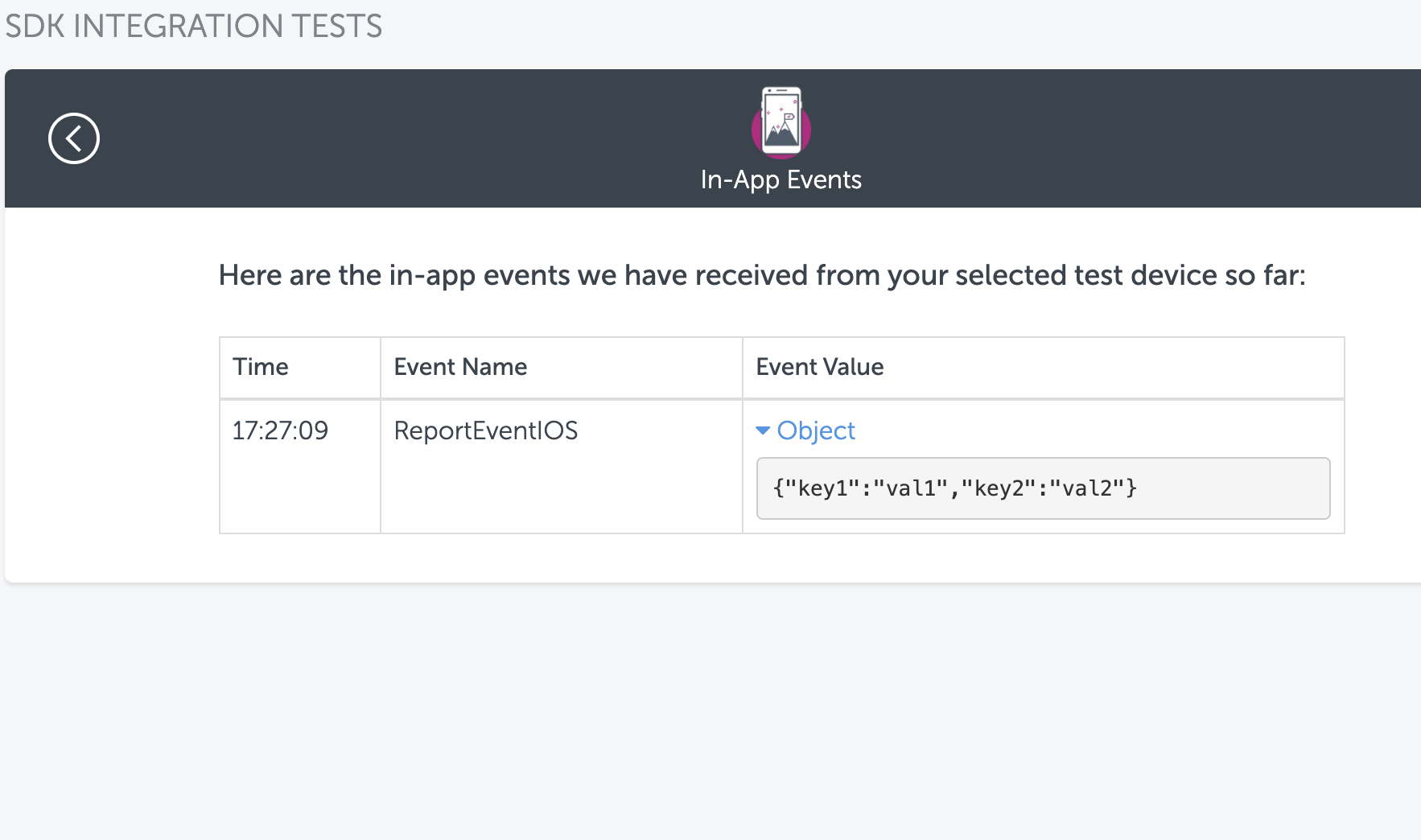 Image: Successfully Tracked App Event