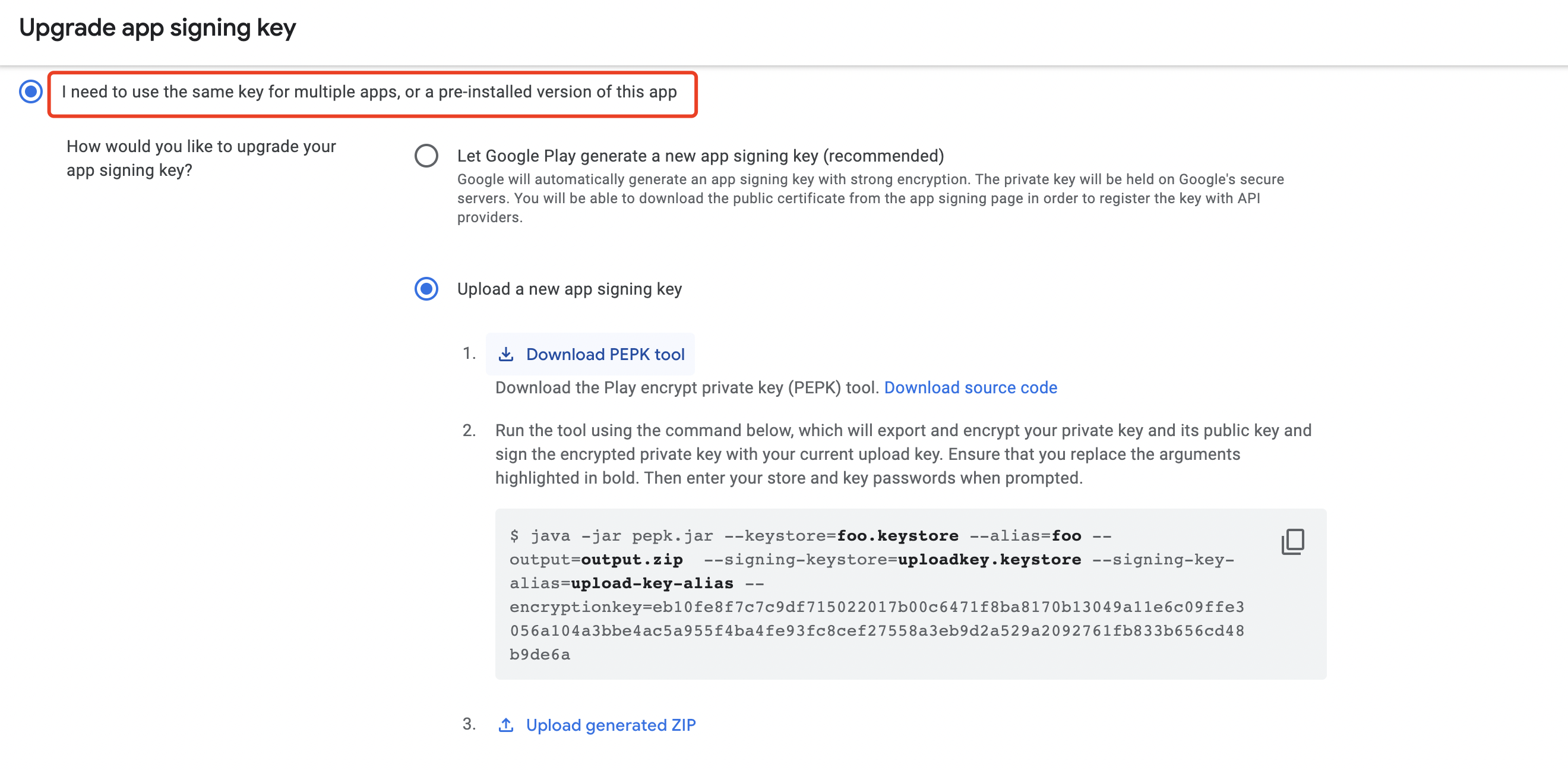 Image: Enable AAB Upload Key