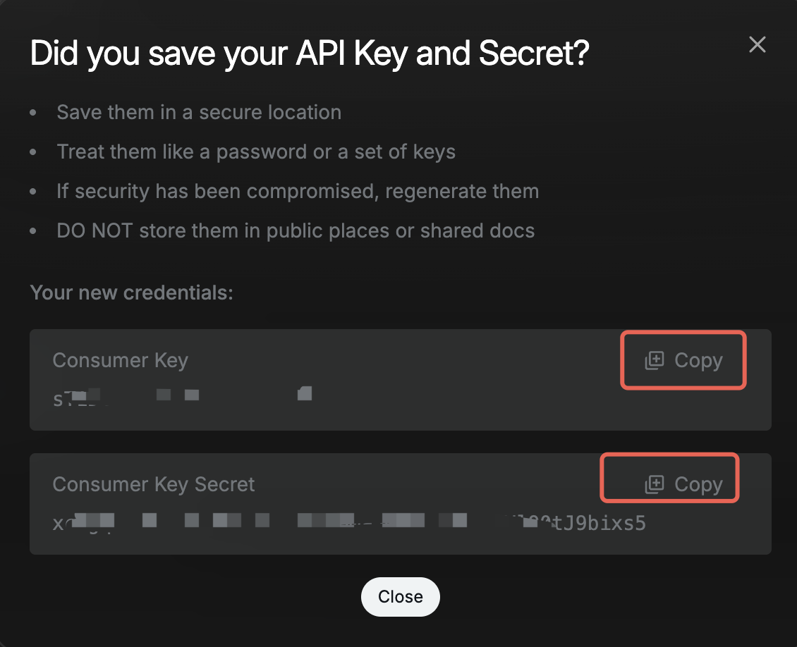 Image: X API key and API secret key