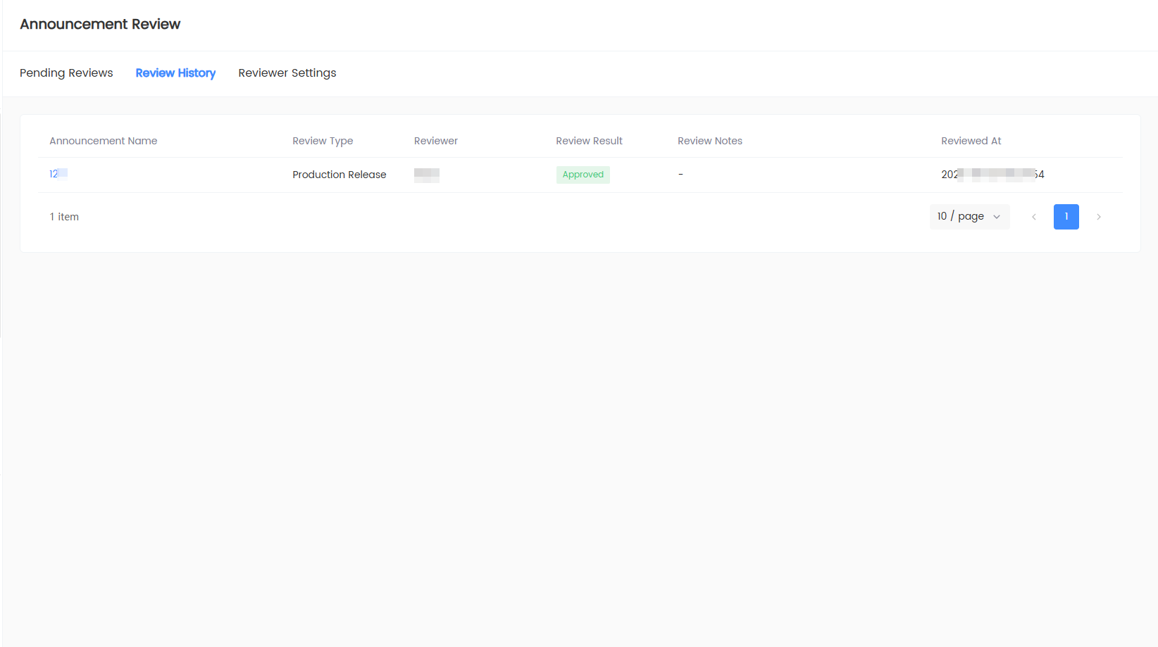 Announcement Review