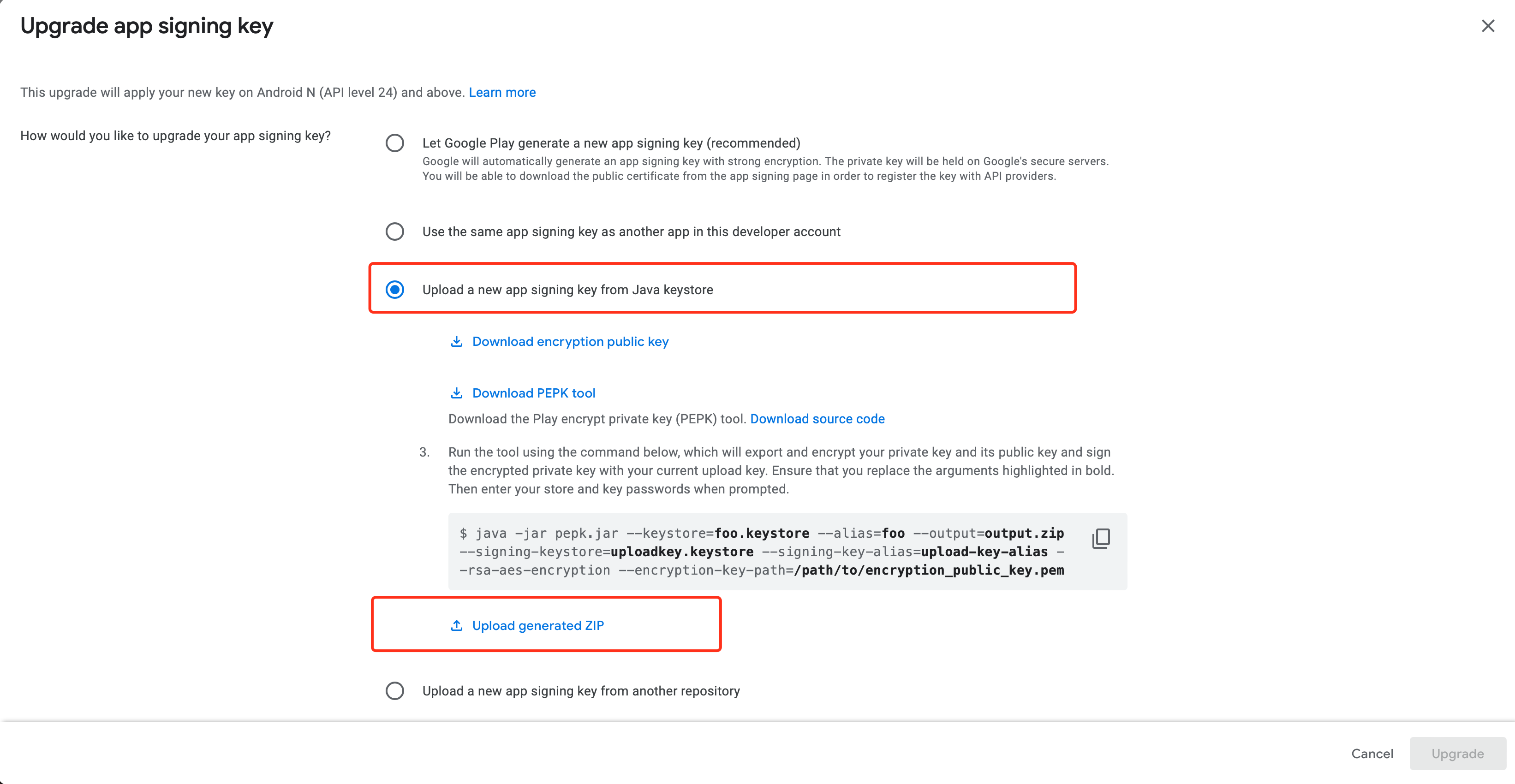Image: Google Console Android Application