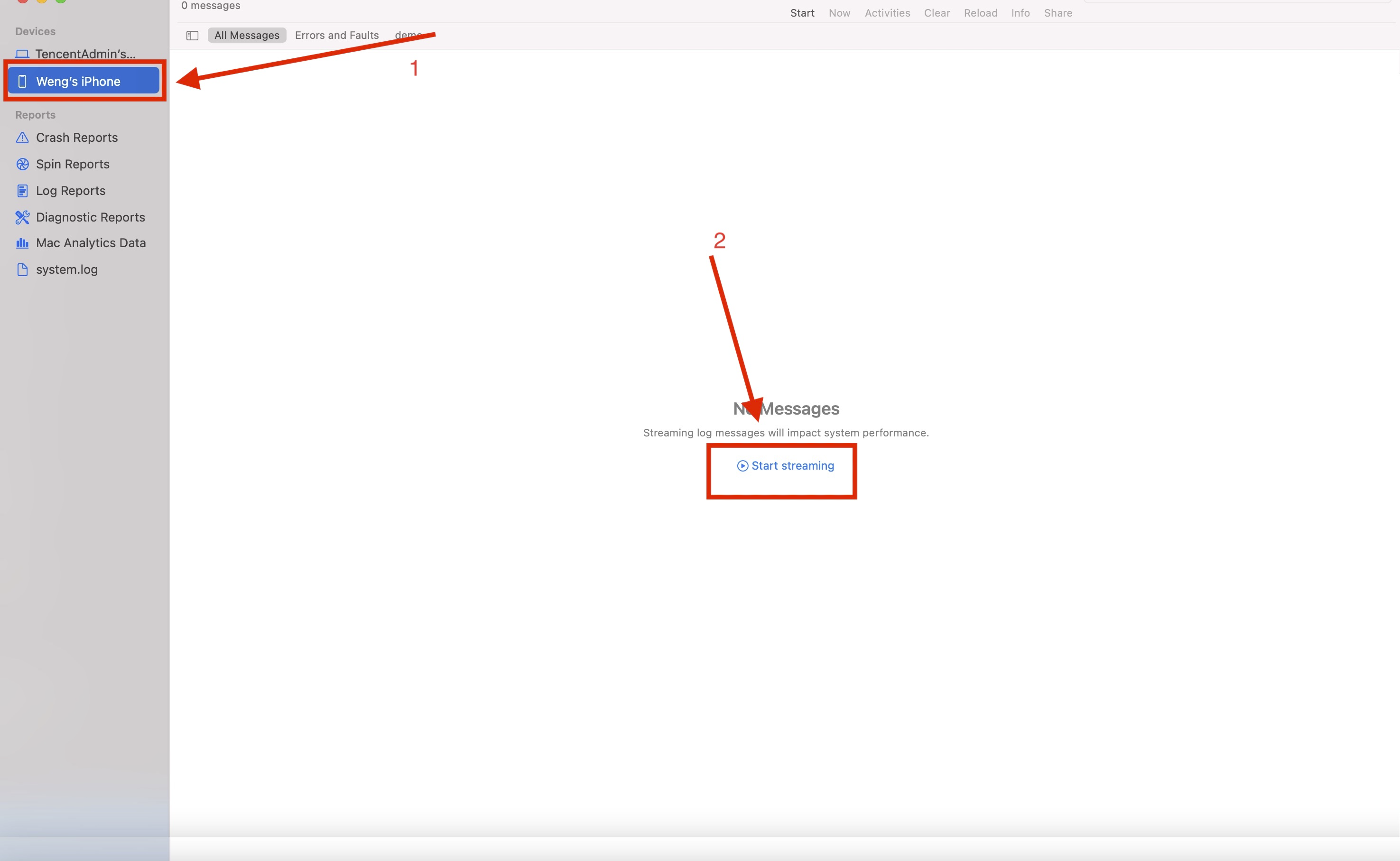 Image: Acquire Logs from Console 1