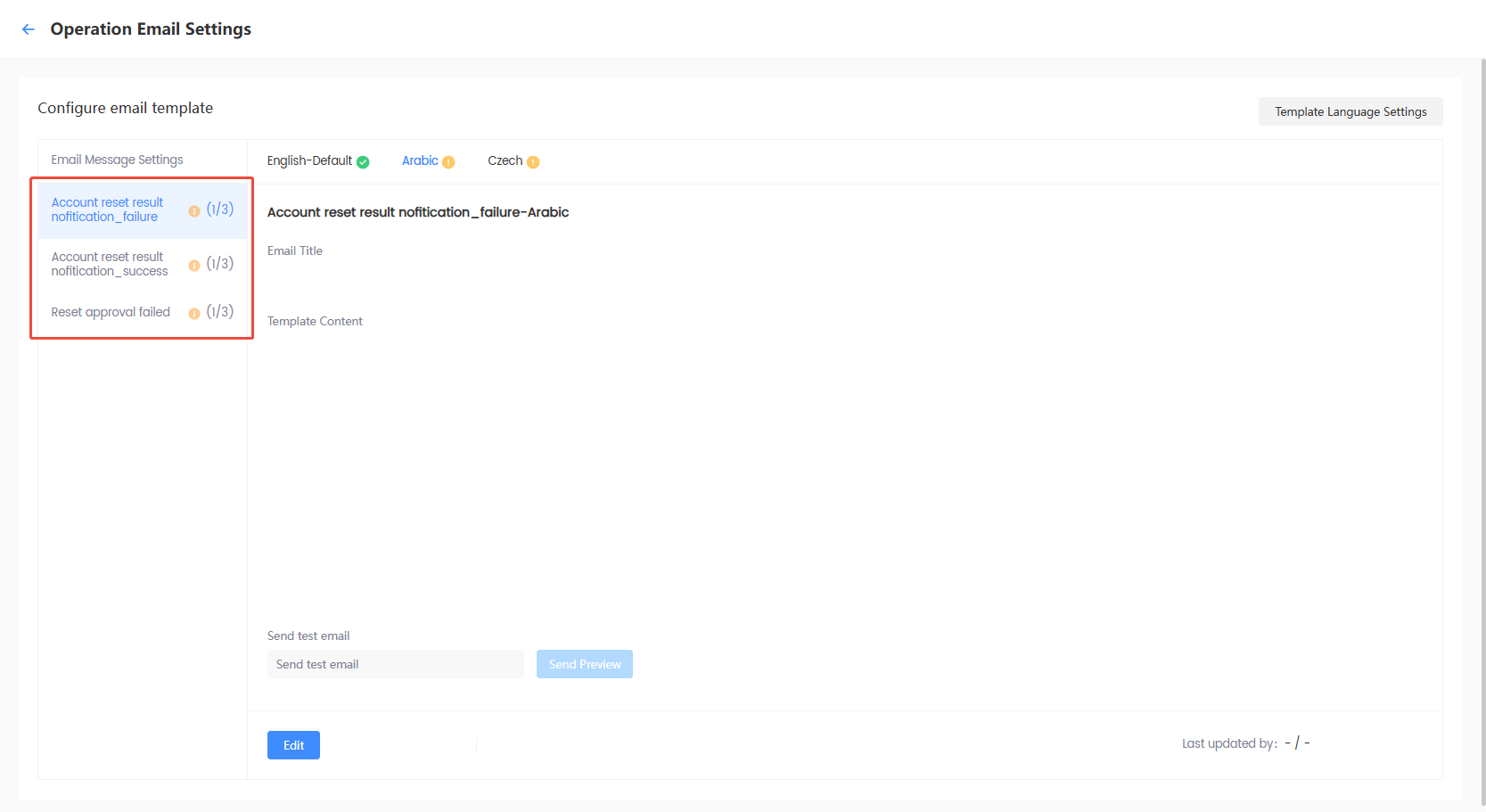 Operation Email Settings Savetest