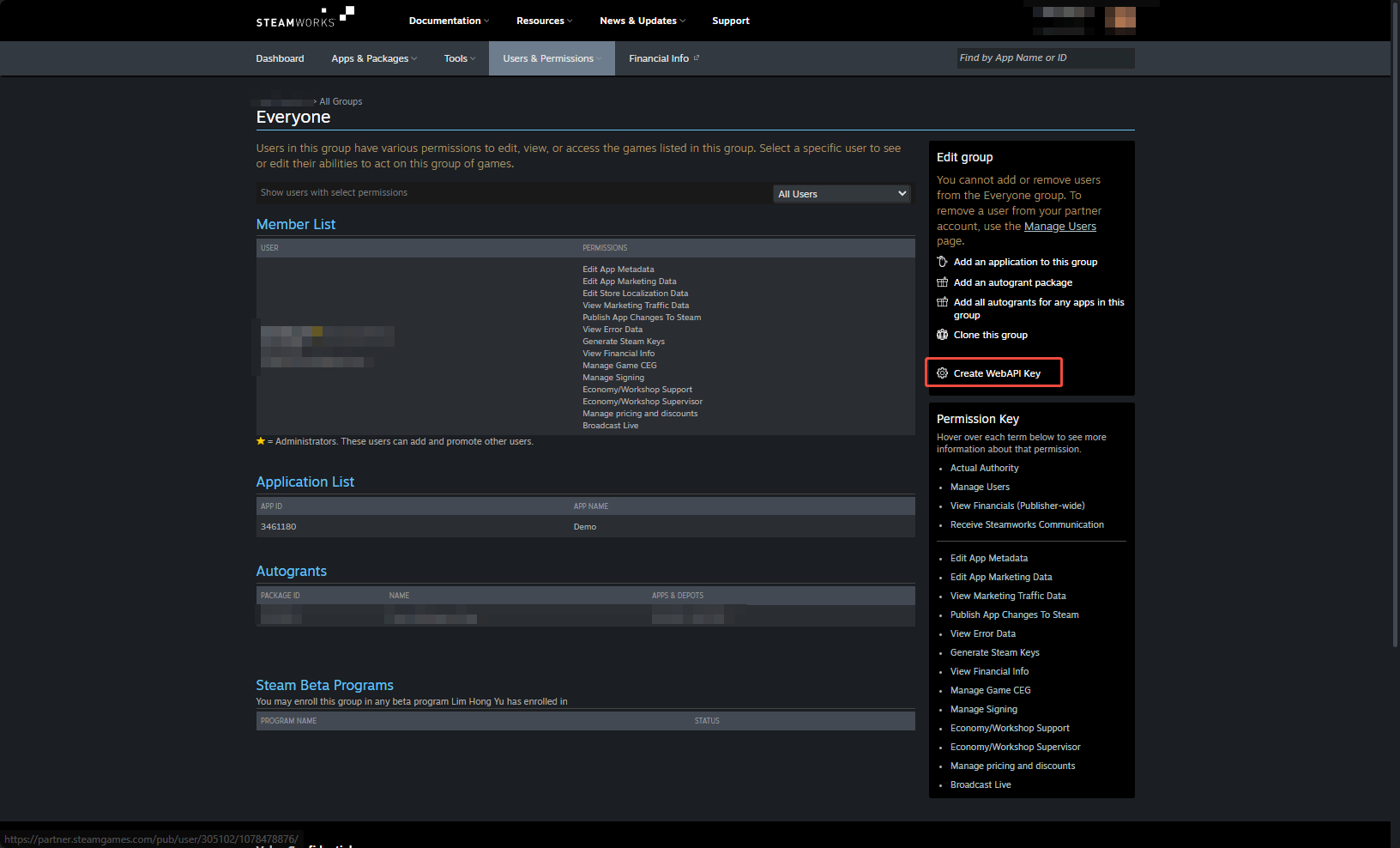 Image: Create Steam WebAPI Key