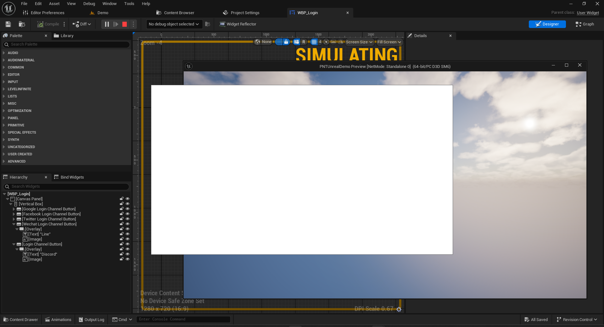 Unreal Engine white screen example