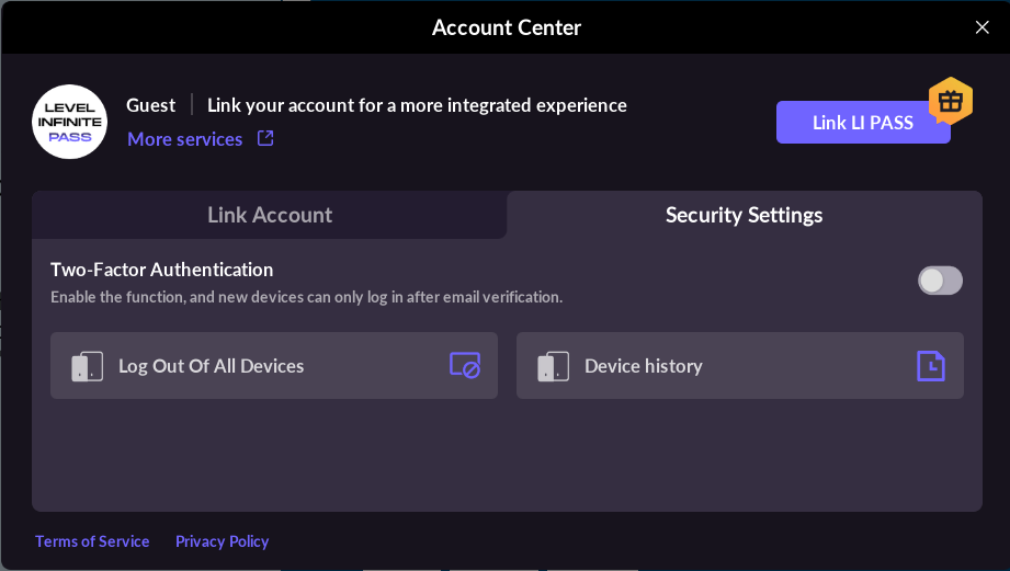 Image: Account Center
