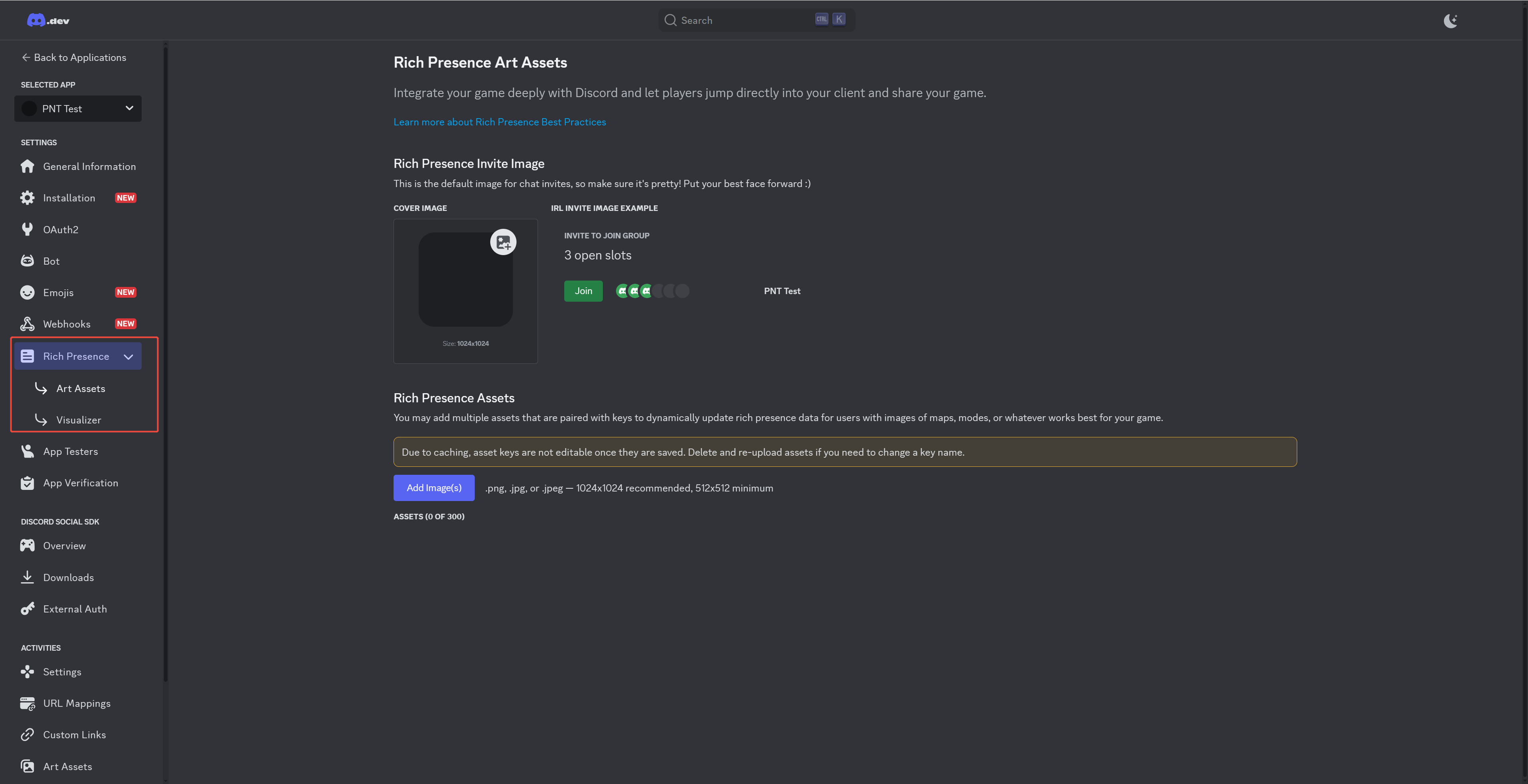 Image: Rich Presence Settings