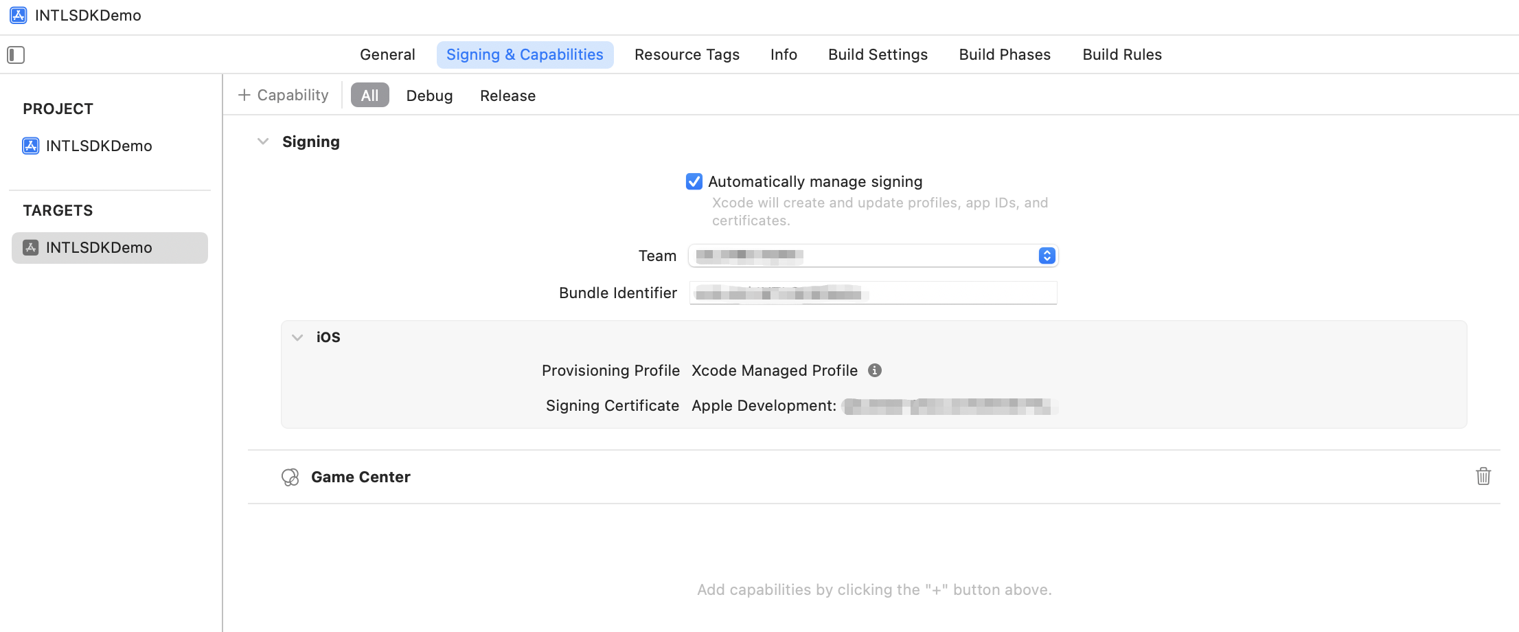 Image:Game Center Xcode