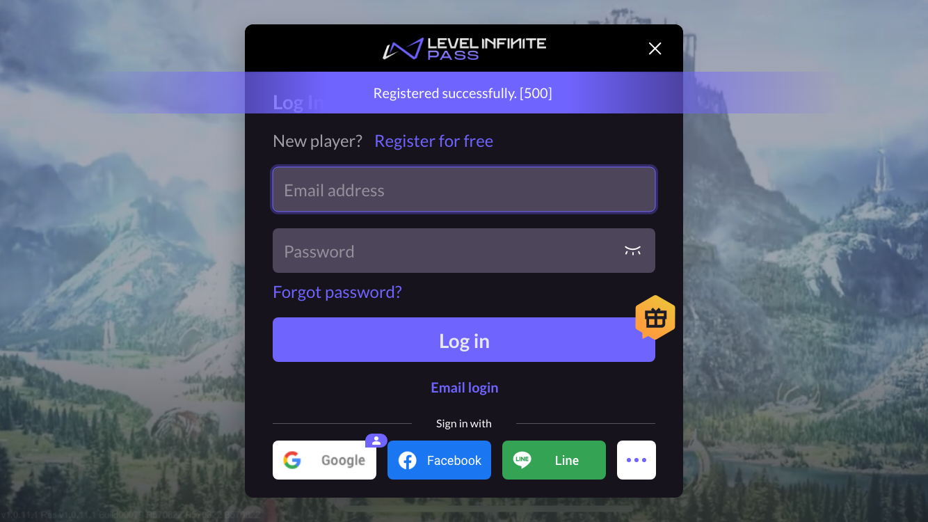 Image：Default login screen shows successful registration