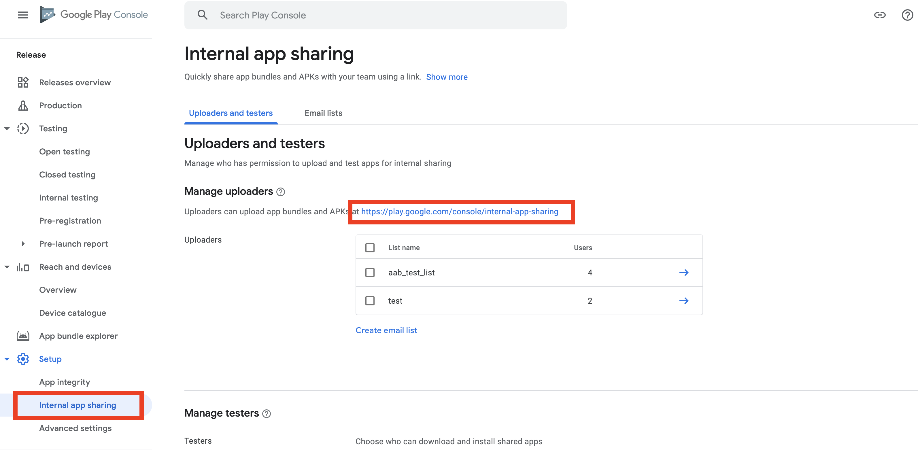 Google 内部应用程序共享