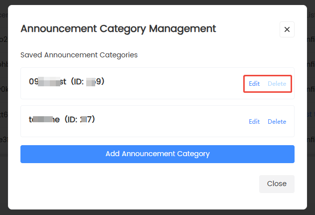 Announcement Category