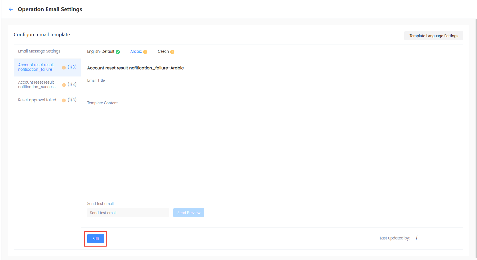 Operation Email Settings Language