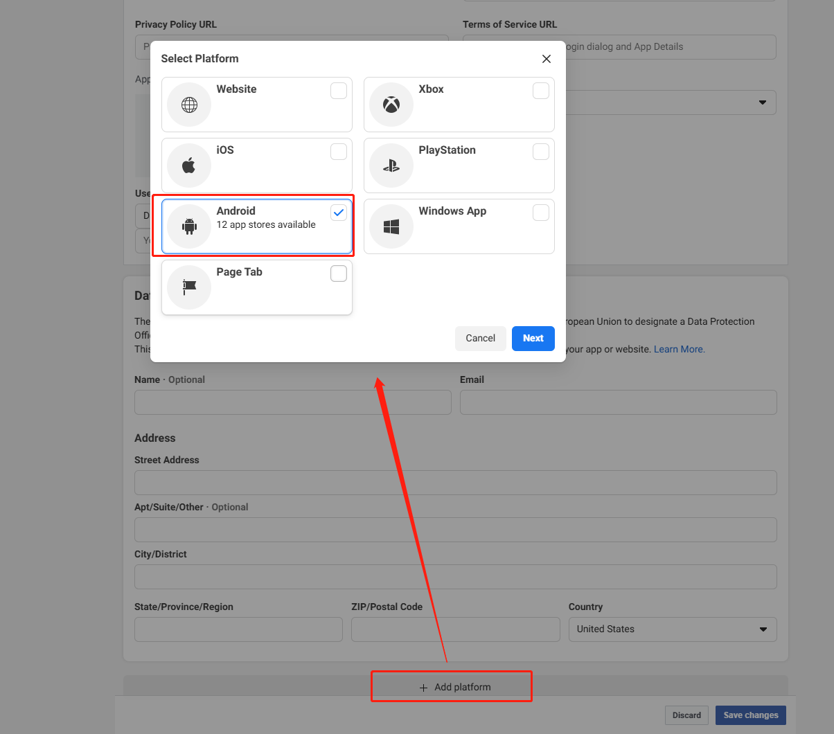 图片:Add mobile app platform