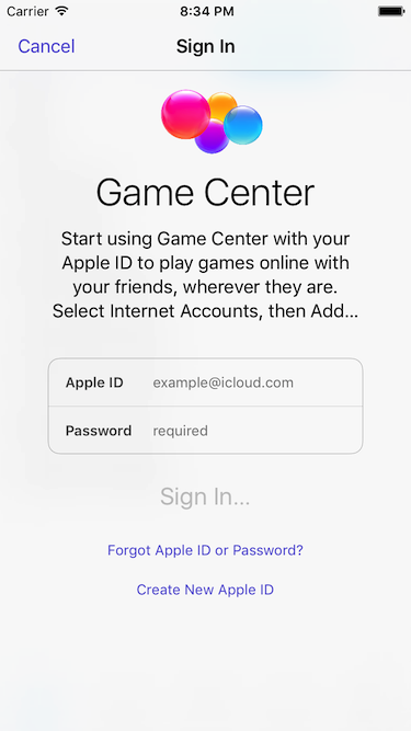 图片:Game Center login 2