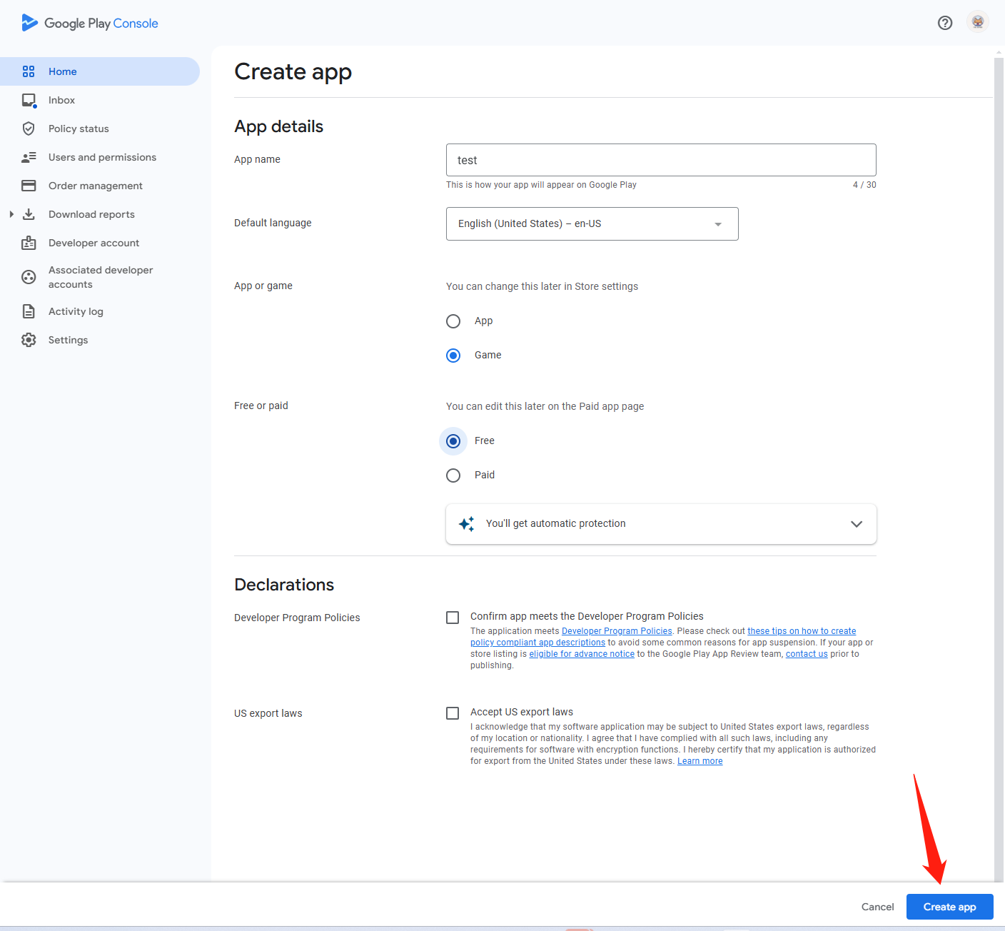 图片:Google - enter information for the app