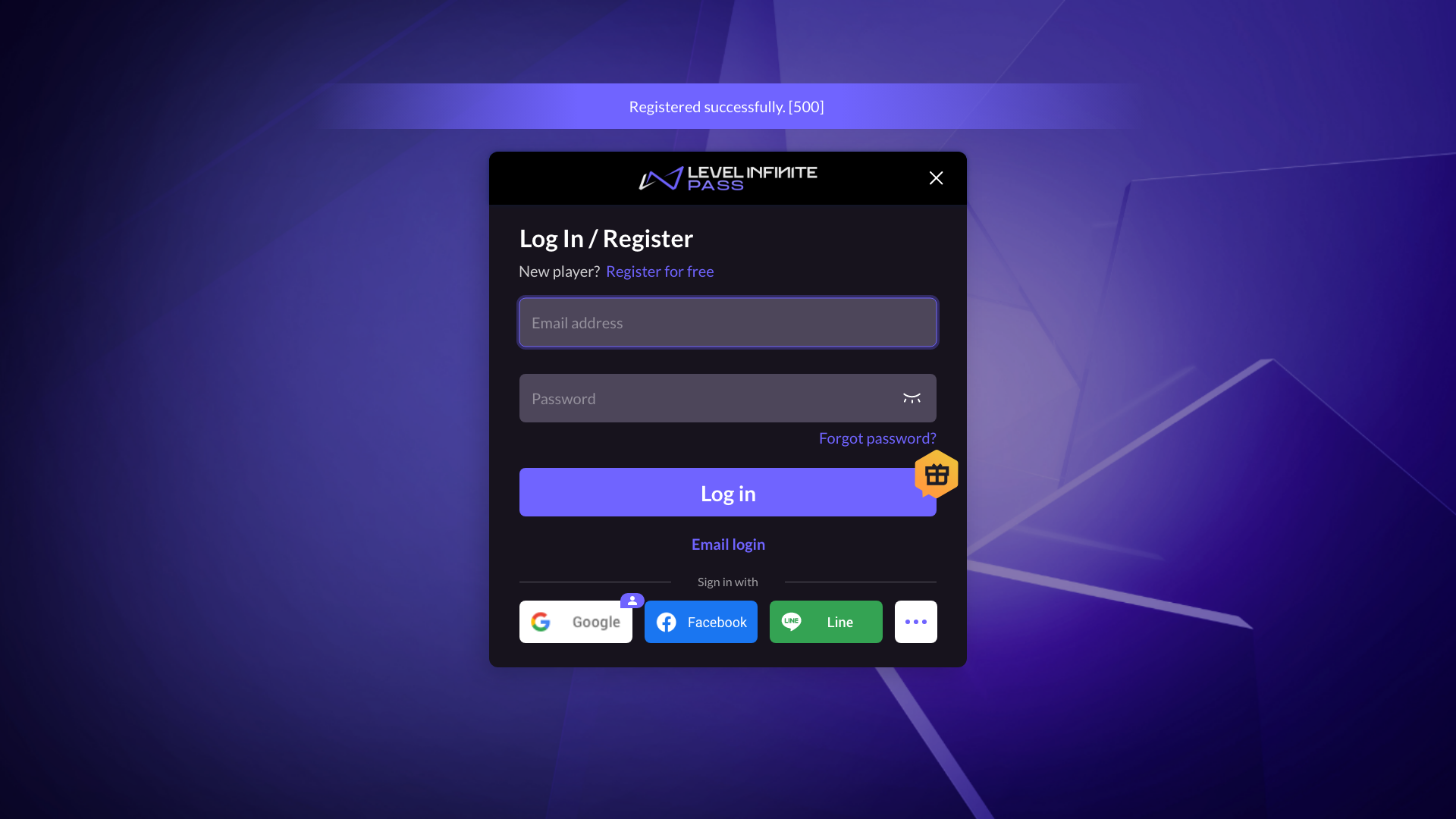Image: Registration successful