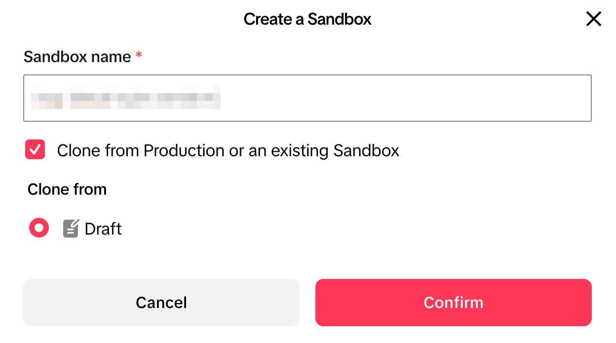 Image: TikTok - create sandbox